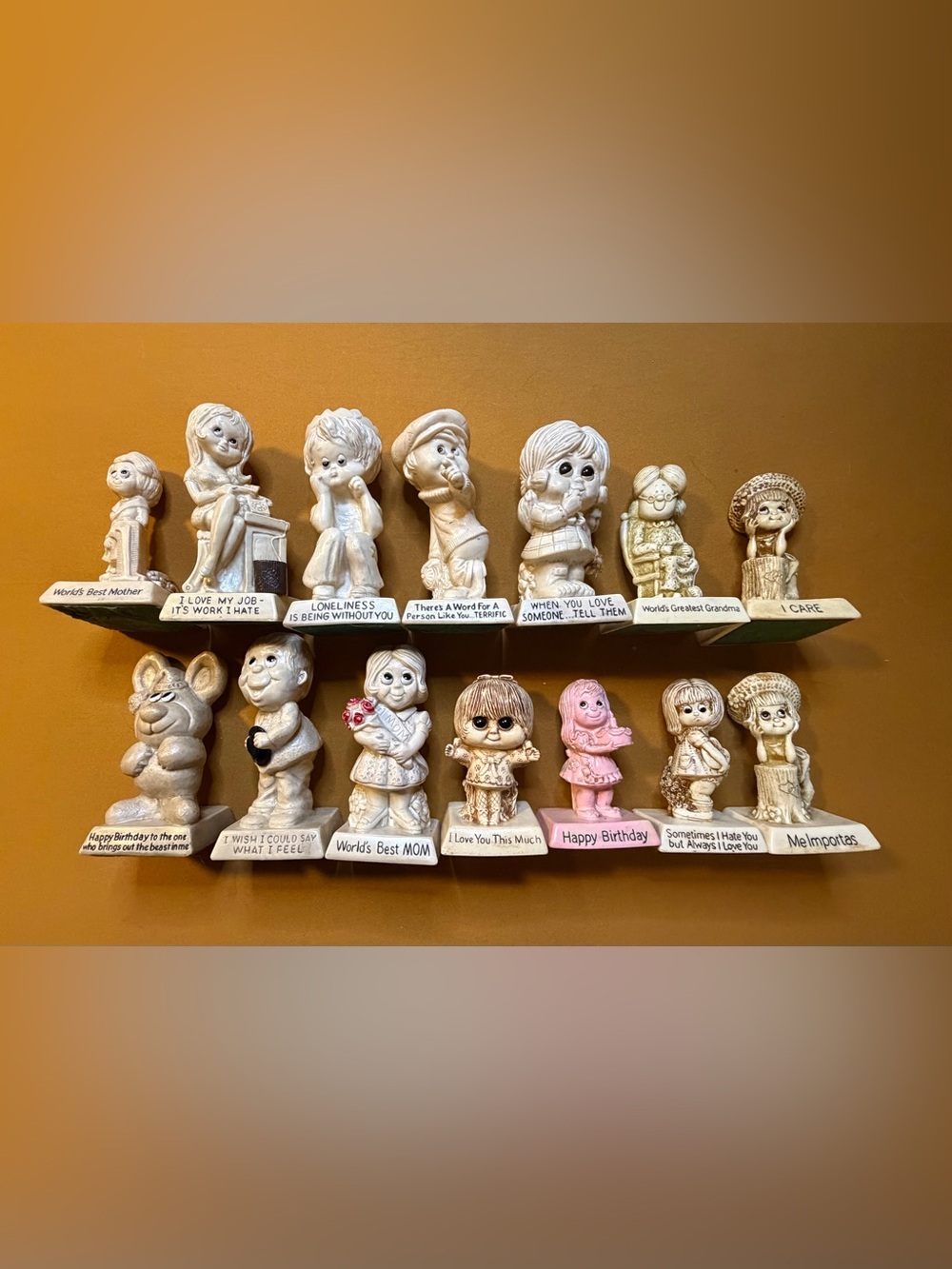 Vintage 1970 Russ Berrie Figurine Lot-14 piece Message Statues Bulk Retro Decor